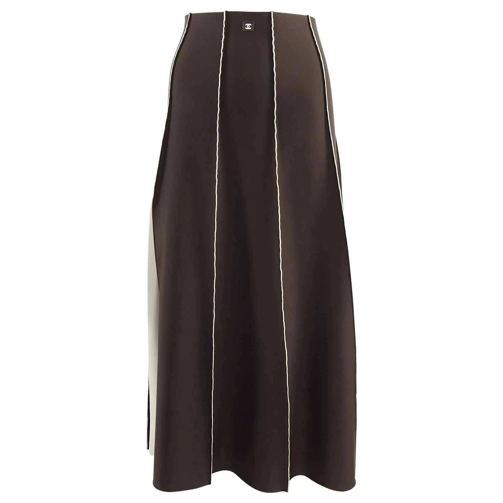 Chanel Vintage 1997 Brown Neoprene Skirt and Bag Set