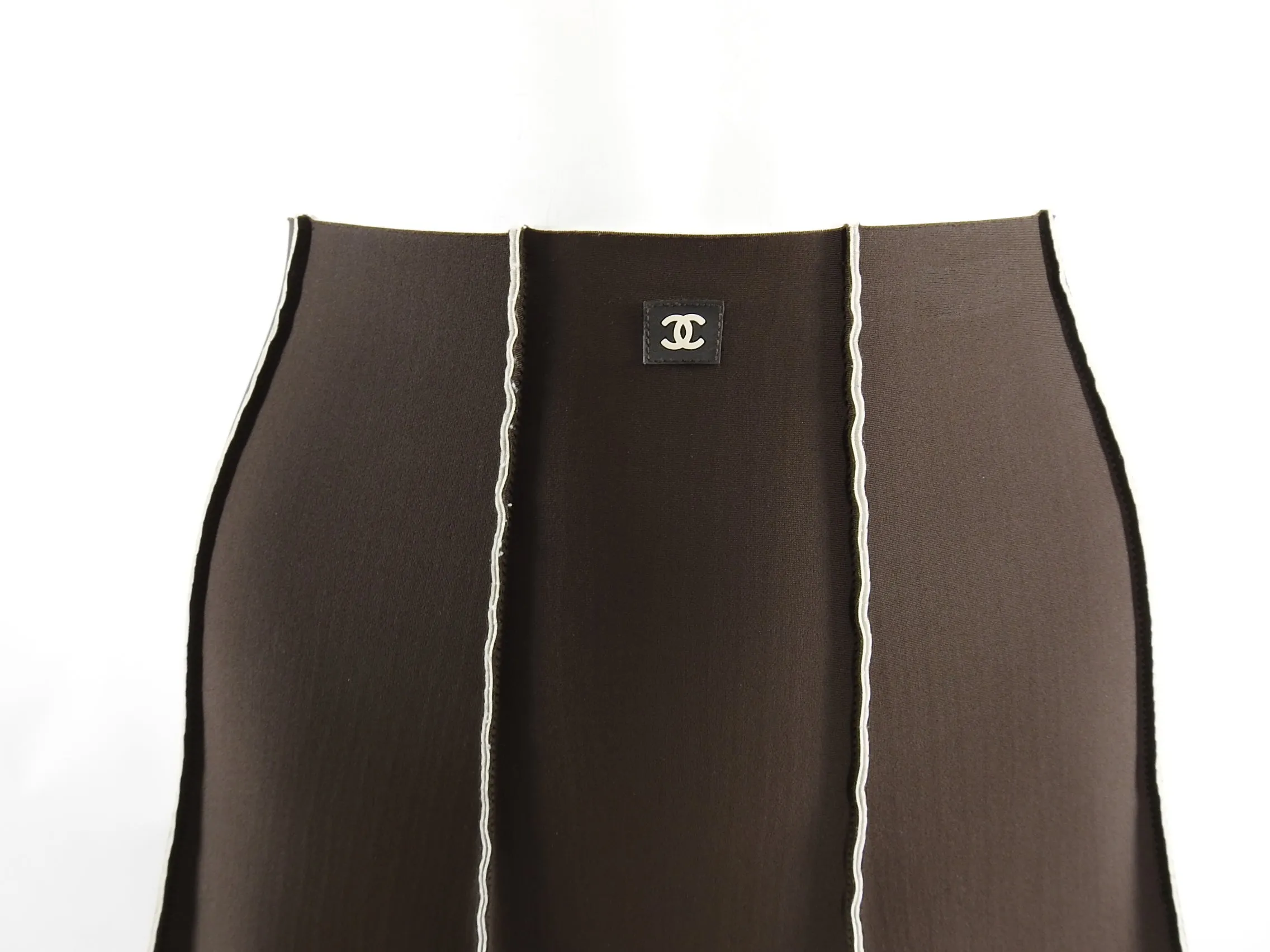 Chanel Vintage 1997 Brown Neoprene Skirt and Bag Set