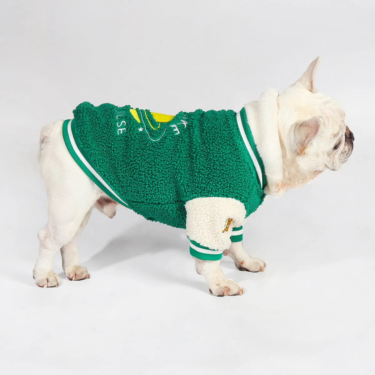 ChicPup Warm Frenchie Baseball Jacket Soft Fleece Dog Sweater for French Bulldogs