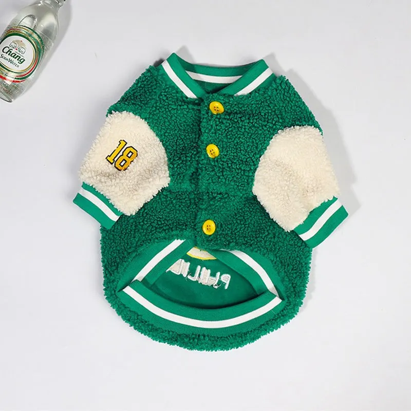 ChicPup Warm Frenchie Baseball Jacket Soft Fleece Dog Sweater for French Bulldogs