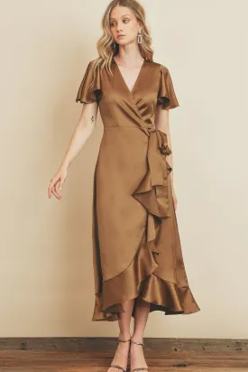 Dash Flutter Sleeve Dress in Champagne