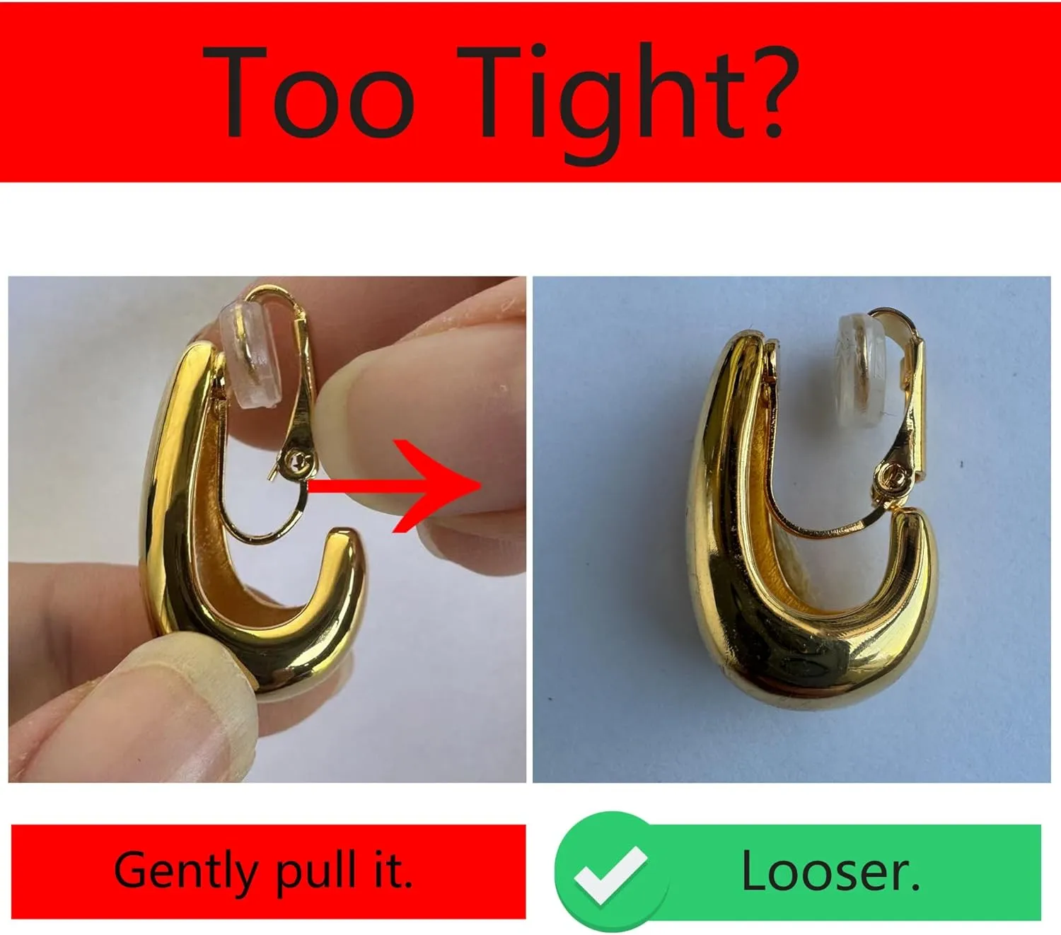FAN&LOUIS Clip On Earrings Women,14K Gold Chunky Women's Clip-on Earrings Gold Huggie Clips Trendy 2025