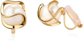FAN&LOUIS Pearl Clip On Earrings,14K Gold Plated Pearl Stud Small Clip-On Earrings for Women Trendy Lightweight for Non-Pierced Ears Teen 2025