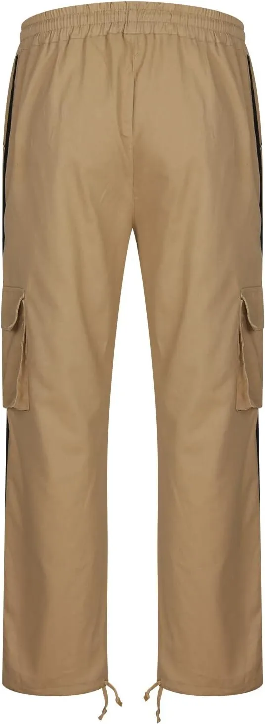 Finelylove Mens Cargo Pants Straight Fit Cargo Pants Elastic Waist Casual Sweatpants Trousers with Drawstring Ankle