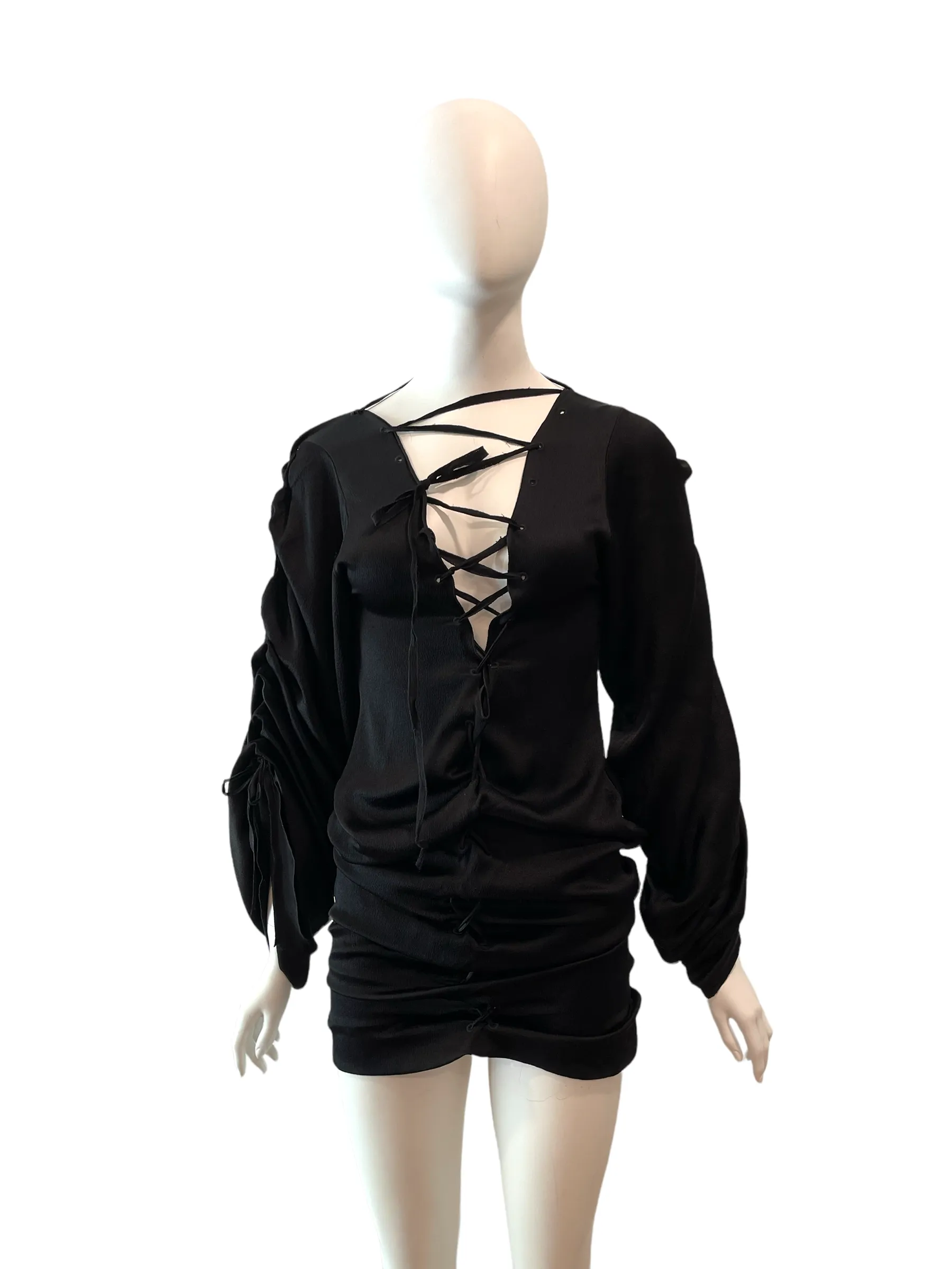 F/W 2002 GUCCI by Tom Ford Black Silk Lacing Mini Dress
