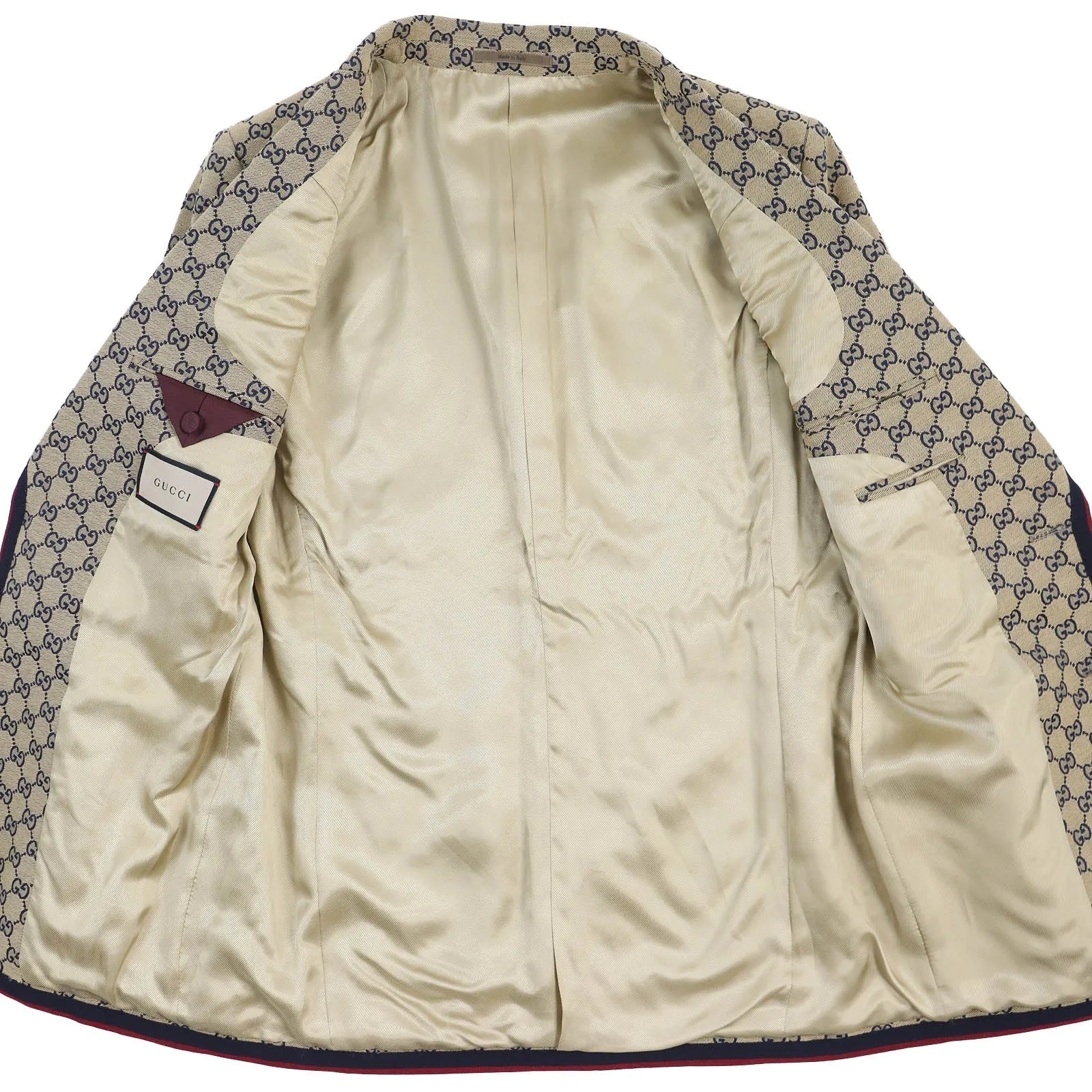 GUCCI 654922 Outer: 100% cotton, Outer: 100% polyester, Lining: 100% rayon, Outer: , Lining 2: 100% rayon Beige navy red mens 48 Used