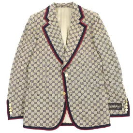 GUCCI 654922 Outer: 100% cotton, Outer: 100% polyester, Lining: 100% rayon, Outer: , Lining 2: 100% rayon Beige navy red mens 48 Used