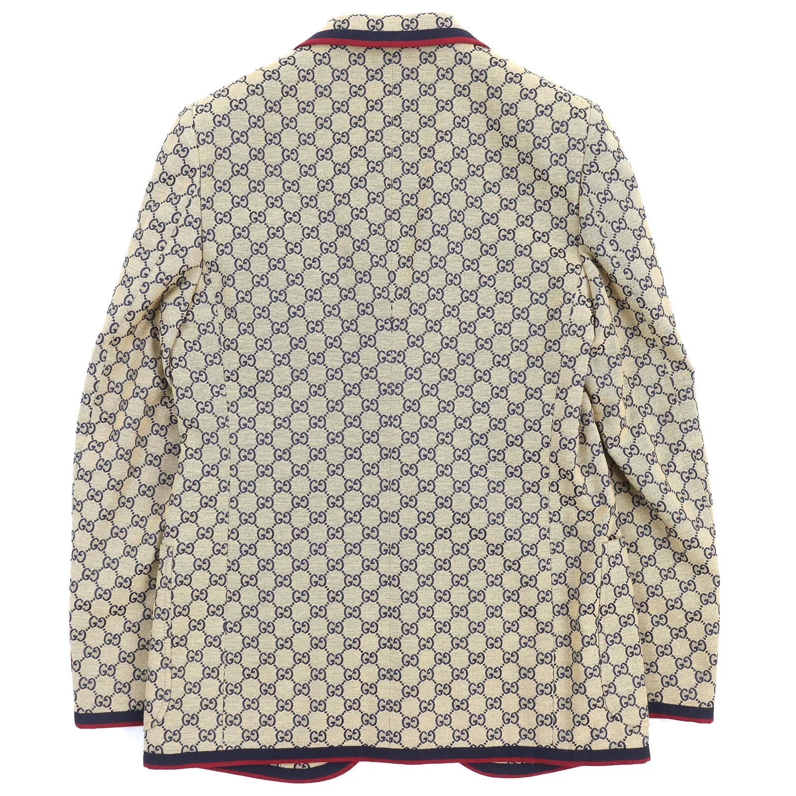 GUCCI 654922 Outer: 100% cotton, Outer: 100% polyester, Lining: 100% rayon, Outer: , Lining 2: 100% rayon Beige navy red mens 48 Used