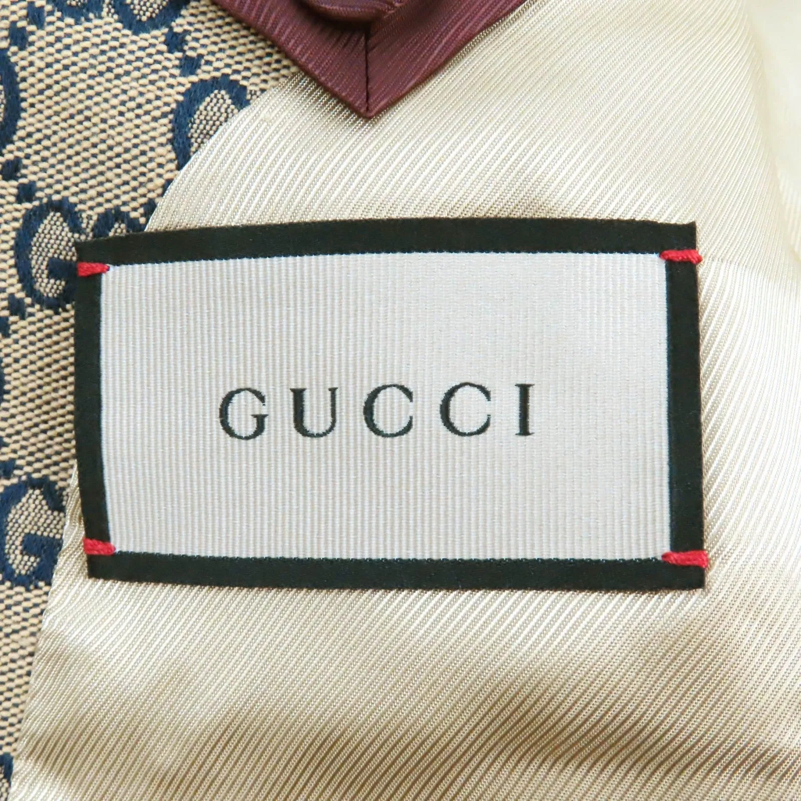 GUCCI 654922 Outer: 100% cotton, Outer: 100% polyester, Lining: 100% rayon, Outer: , Lining 2: 100% rayon Beige navy red mens 48 Used