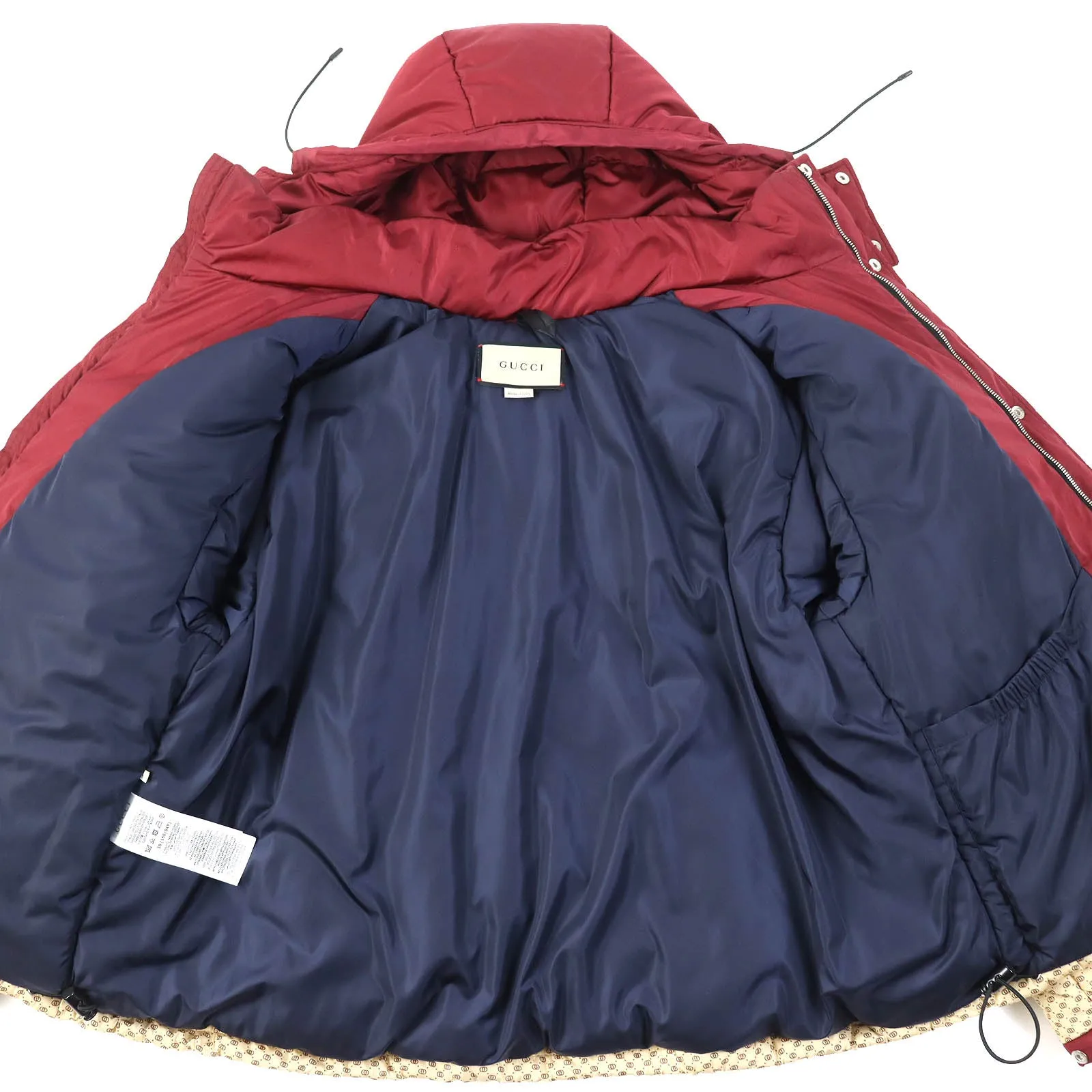 GUCCI 663279 Main: 100% nylon, Filling: 100% polyester, Part: 100% polyester, Lining: 100% nylon Bordeaux Beige type PARACHUTE NYLON PADDED GG Women 38 Used