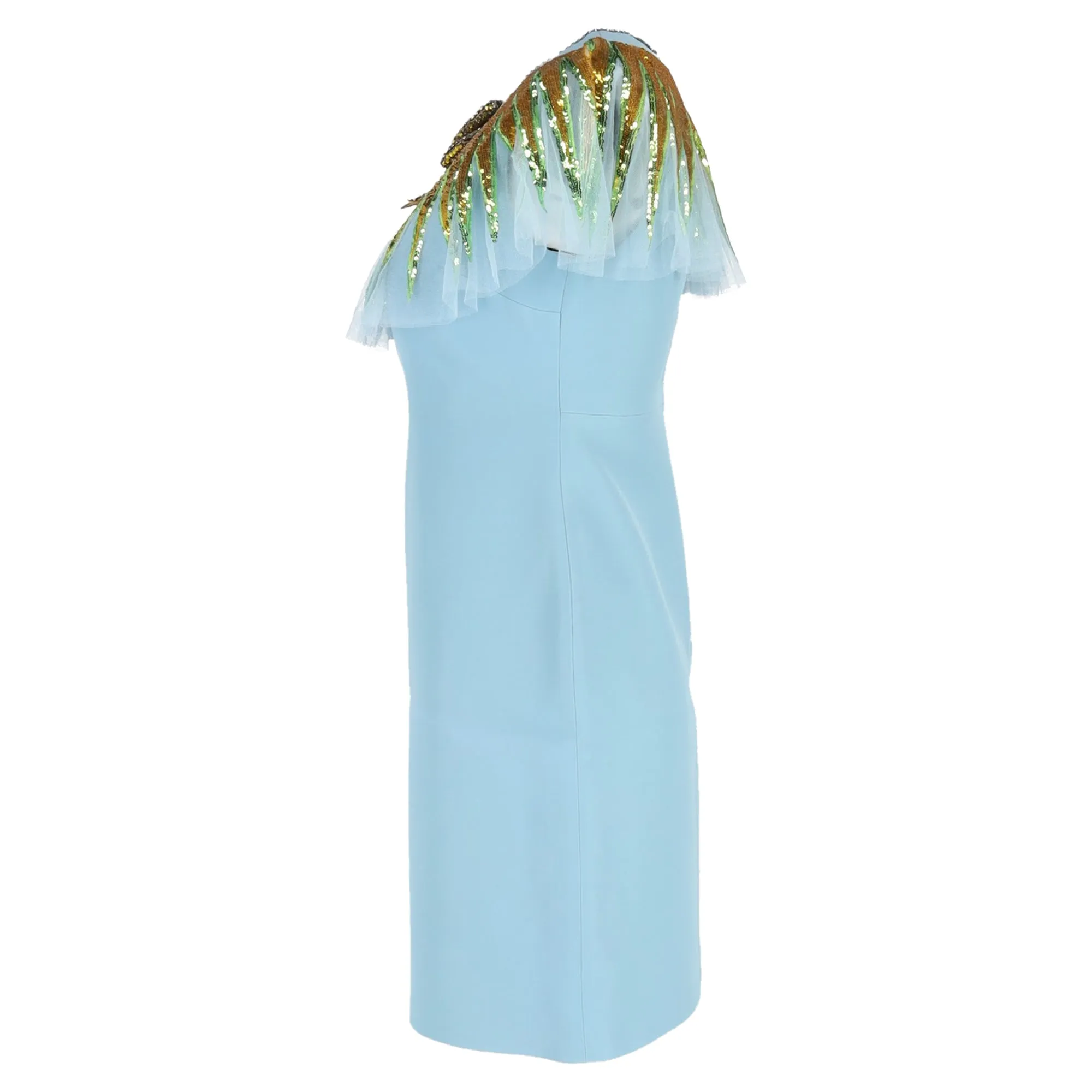 Gucci Embellished Neck Dress Mini Dress in Blue Viscose