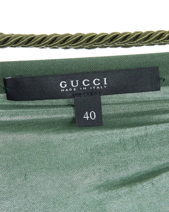 Gucci Green Jersey Wrap Dress with Open Back - 2