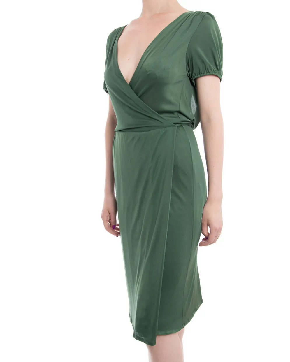 Gucci Green Jersey Wrap Dress with Open Back - 2