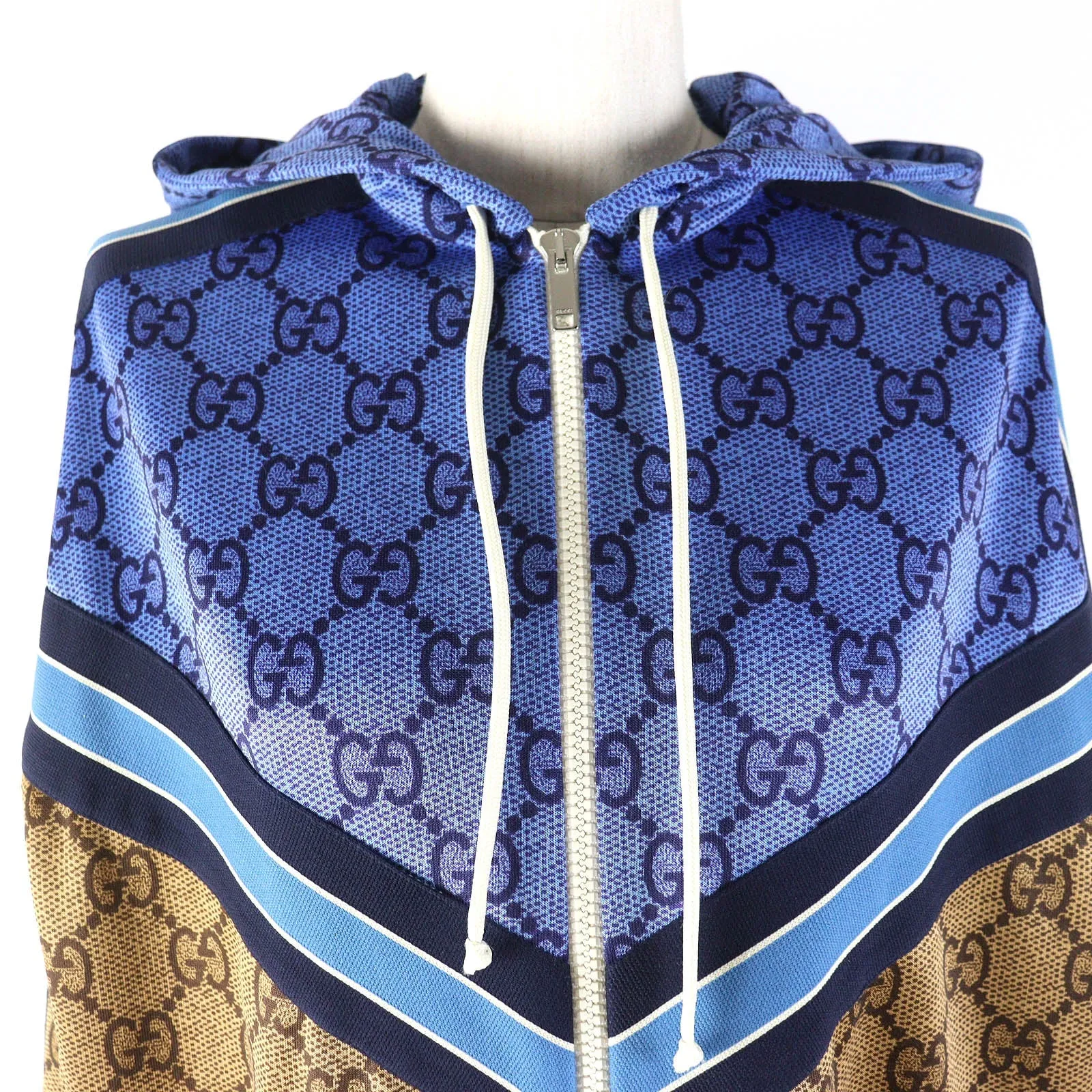GUCCI Hoodie 546381 polyester Blue type Brown type GG Technical Jersey Jacket XS