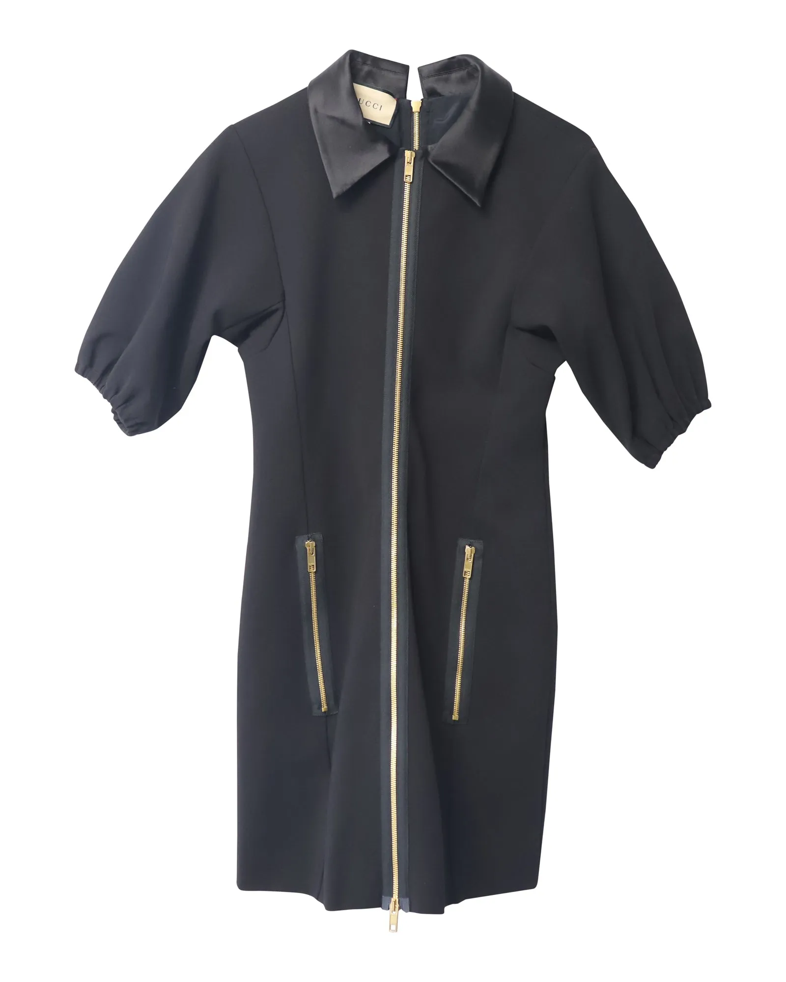 Gucci Jersey Mini Dress with G Buckle Belt in Black Viscose