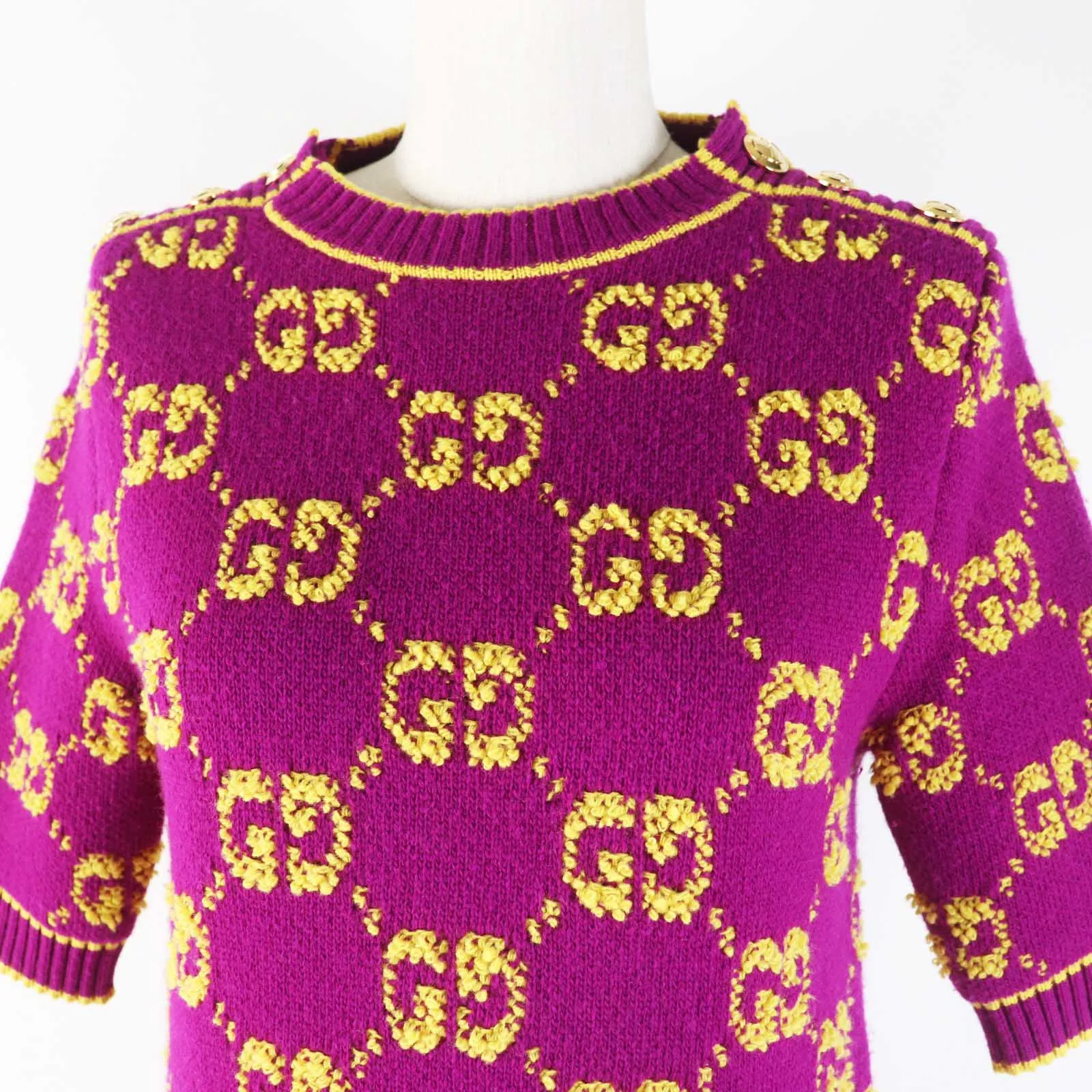GUCCI one piece 718630 wool Purple yellow XS