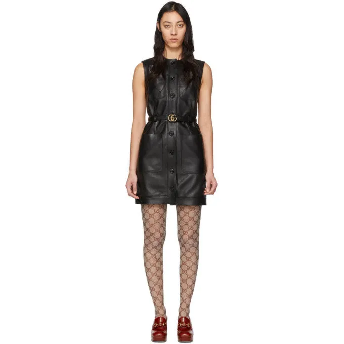 GUCCI SLEEVELESS LAMBSKIN LEATHER DRESS