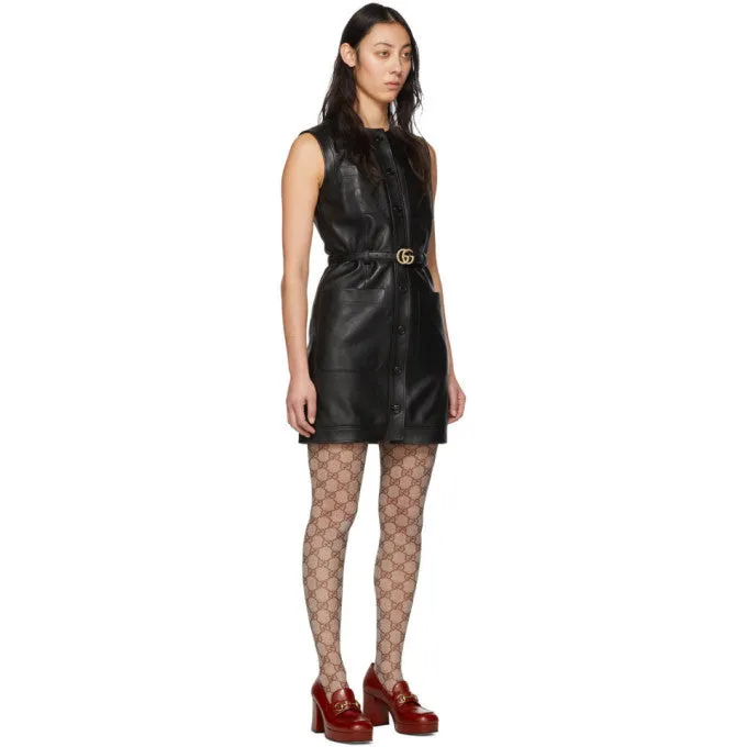 GUCCI SLEEVELESS LAMBSKIN LEATHER DRESS