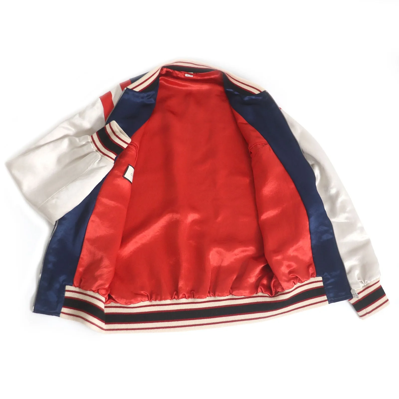 GUCCI Stajan 575315 Main: 100% acetate, part: 57% rayon, part: 43% polyester, part: 100% wool, decoration: 100% acetate, embroidery: 100% polyester Blue x red mens 44 Used