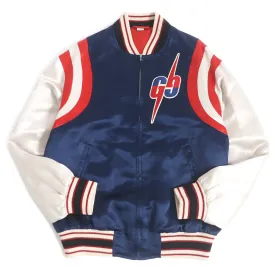 GUCCI Stajan 575315 Main: 100% acetate, part: 57% rayon, part: 43% polyester, part: 100% wool, decoration: 100% acetate, embroidery: 100% polyester Blue x red mens 44 Used