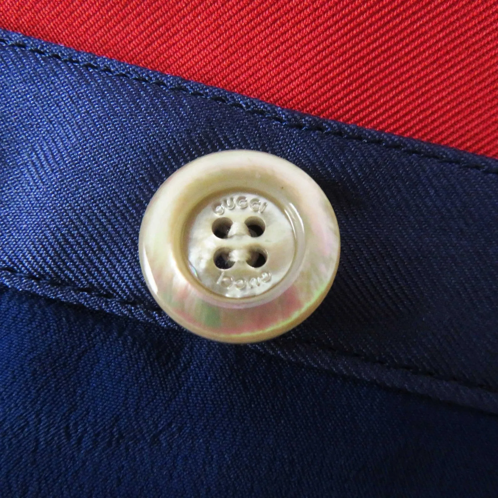 GUCCI Wrap skirt 676553 silk Navy red 36