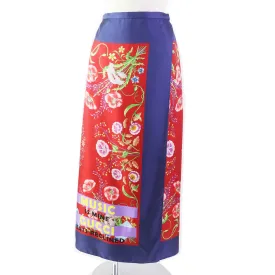 GUCCI Wrap skirt 676553 silk Navy red 36