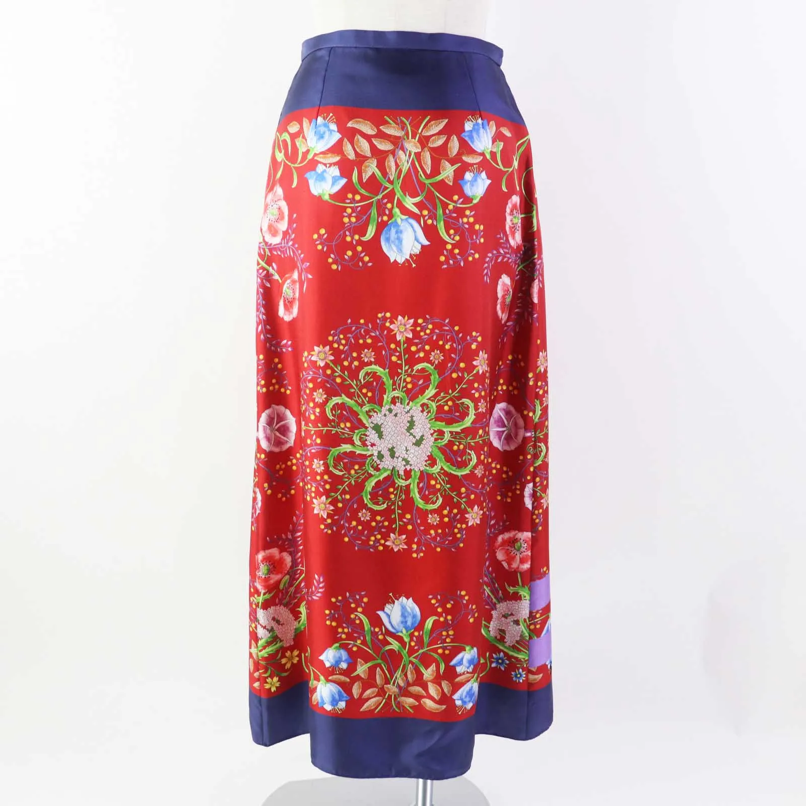 GUCCI Wrap skirt 676553 silk Navy red 36