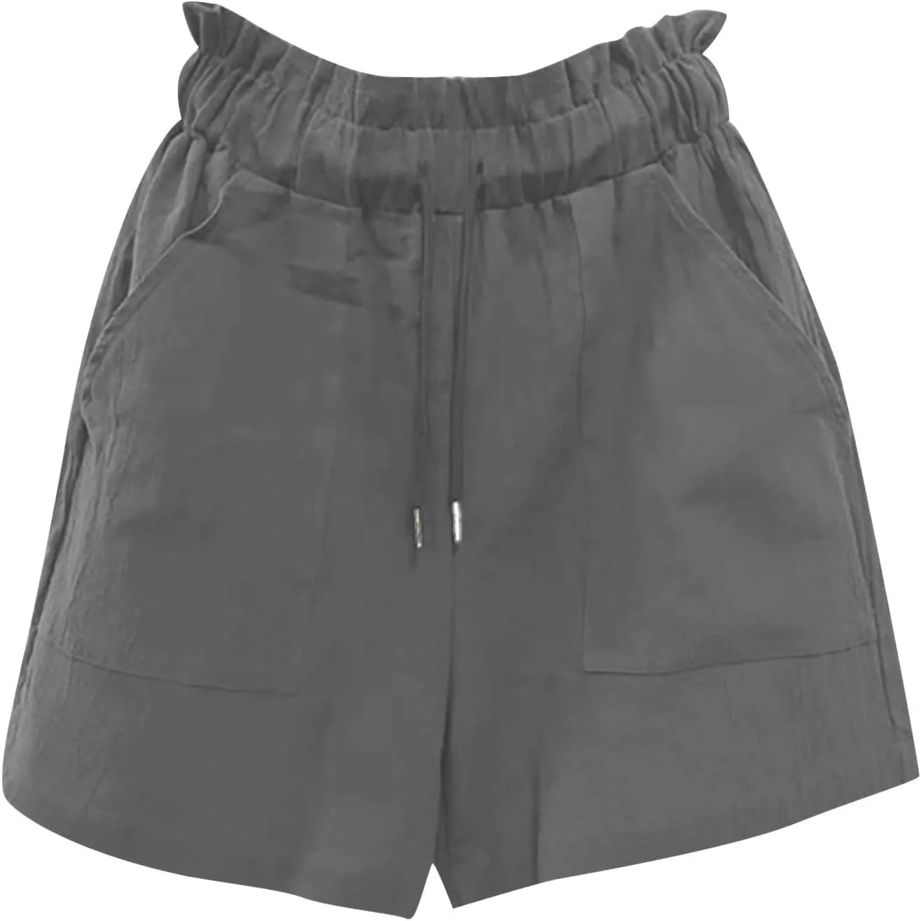 HGps8w Paperbag Shorts for Women Cotton Linen Casual Elastic Waist Drawstring Shorts Comfy Baggy Lounge Shorts with Pockets
