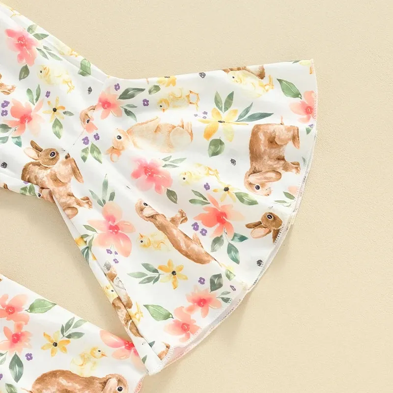 Hip Hop Bynny Short with Bunny Floral Bell Bottoms And Headband #1001190