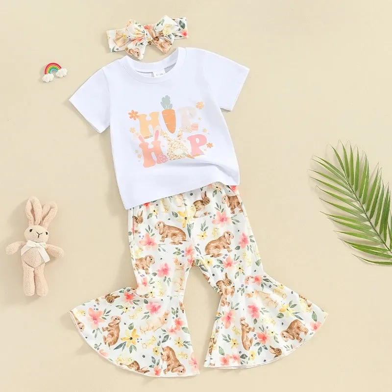 Hip Hop Bynny Short with Bunny Floral Bell Bottoms And Headband #1001190