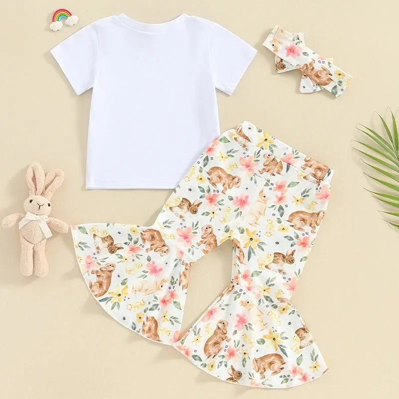 Hip Hop Bynny Short with Bunny Floral Bell Bottoms And Headband #1001190