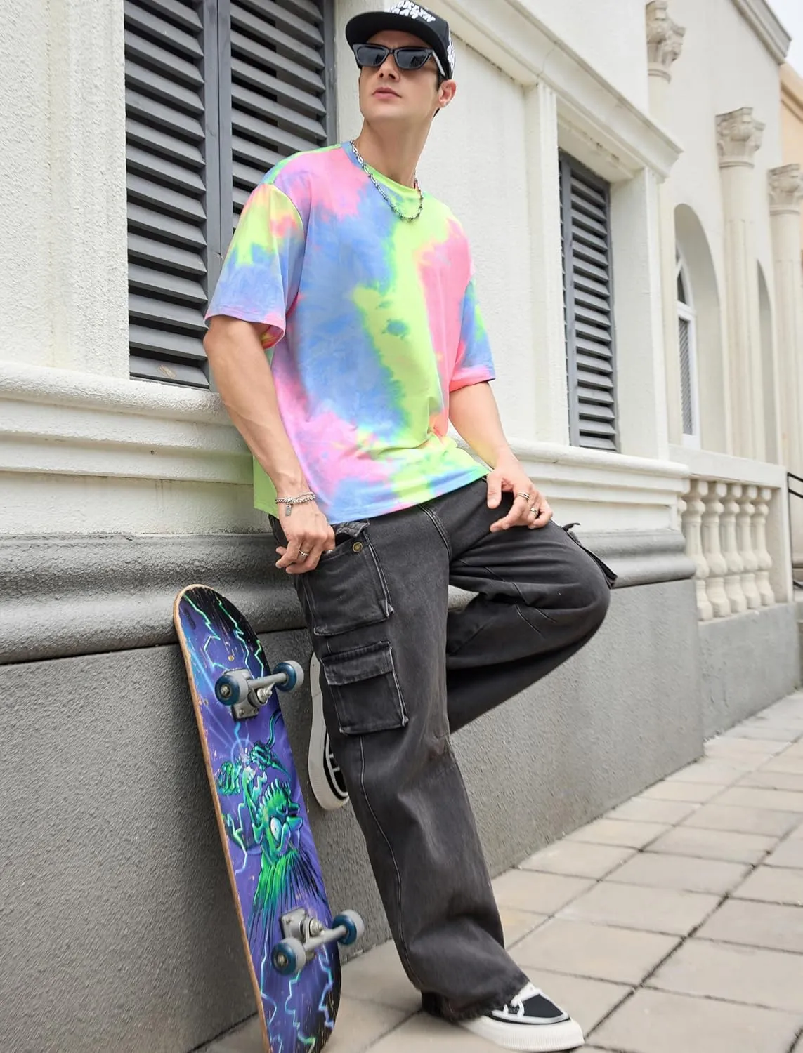 Inspired Men's Tie-Dye Crew Neck Shirts for Summer Short Sleeve Tops Music Festival Ready Men's Workout Shirts