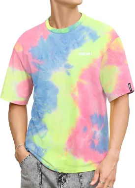 Inspired Men's Tie-Dye Crew Neck Shirts for Summer Short Sleeve Tops Music Festival Ready Men's Workout Shirts