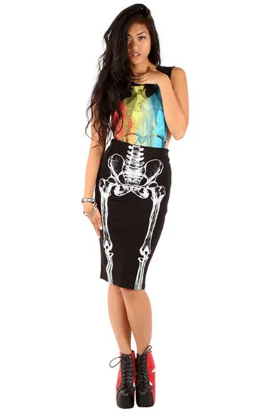 Iron Fist - Them Bones Pencil Skirt