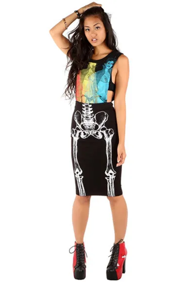 Iron Fist - Them Bones Pencil Skirt