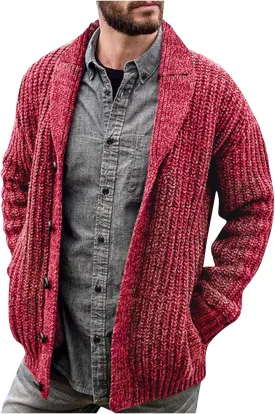 Jackets for Men Cardigan Europe and America Solid Color Long Sleeve Slim Fit Knit Sweater Coat Jackets