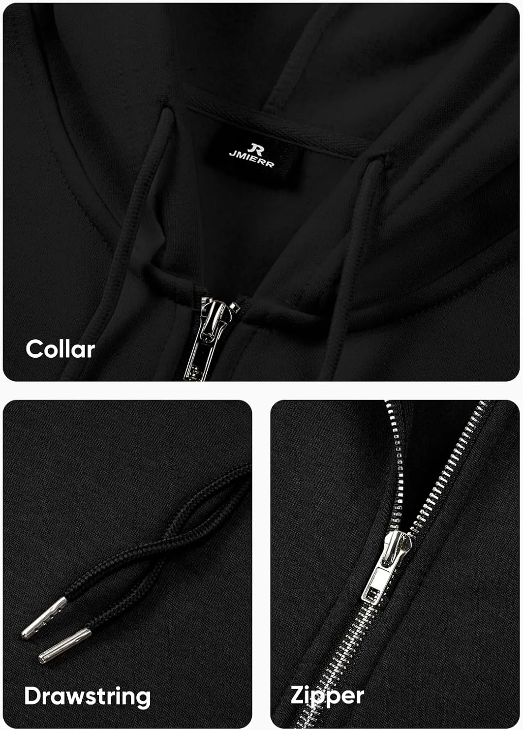 JMIERR Mens Full Zip Casual Cotton Hooded Fleece Drawstring Hoodies Pullover Sweatshirts Casual Long Sleeve Shirts