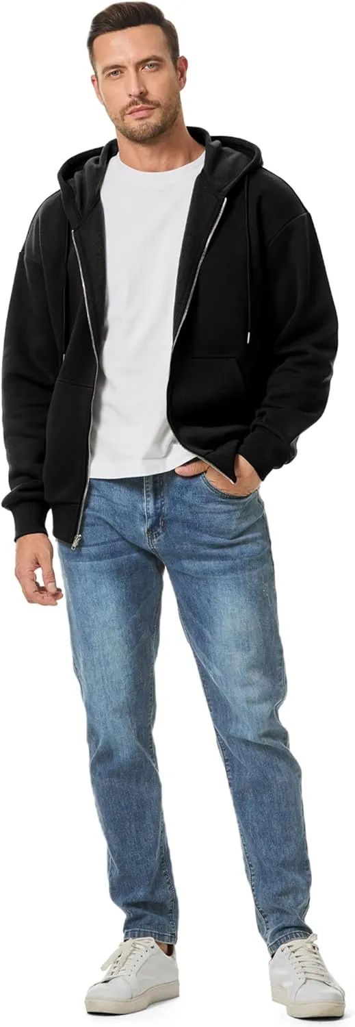JMIERR Mens Full Zip Casual Cotton Hooded Fleece Drawstring Hoodies Pullover Sweatshirts Casual Long Sleeve Shirts