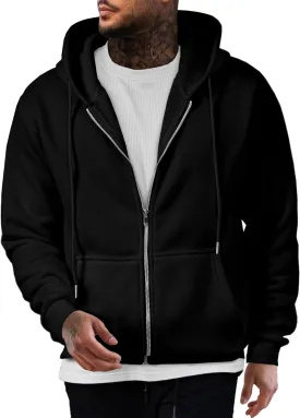 JMIERR Mens Full Zip Casual Cotton Hooded Fleece Drawstring Hoodies Pullover Sweatshirts Casual Long Sleeve Shirts