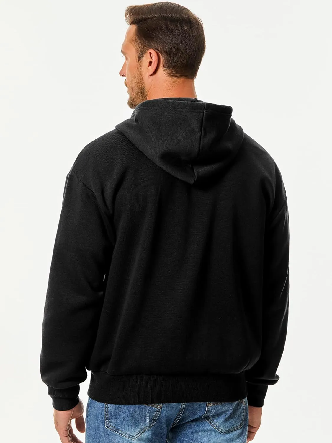 JMIERR Mens Full Zip Casual Cotton Hooded Fleece Drawstring Hoodies Pullover Sweatshirts Casual Long Sleeve Shirts