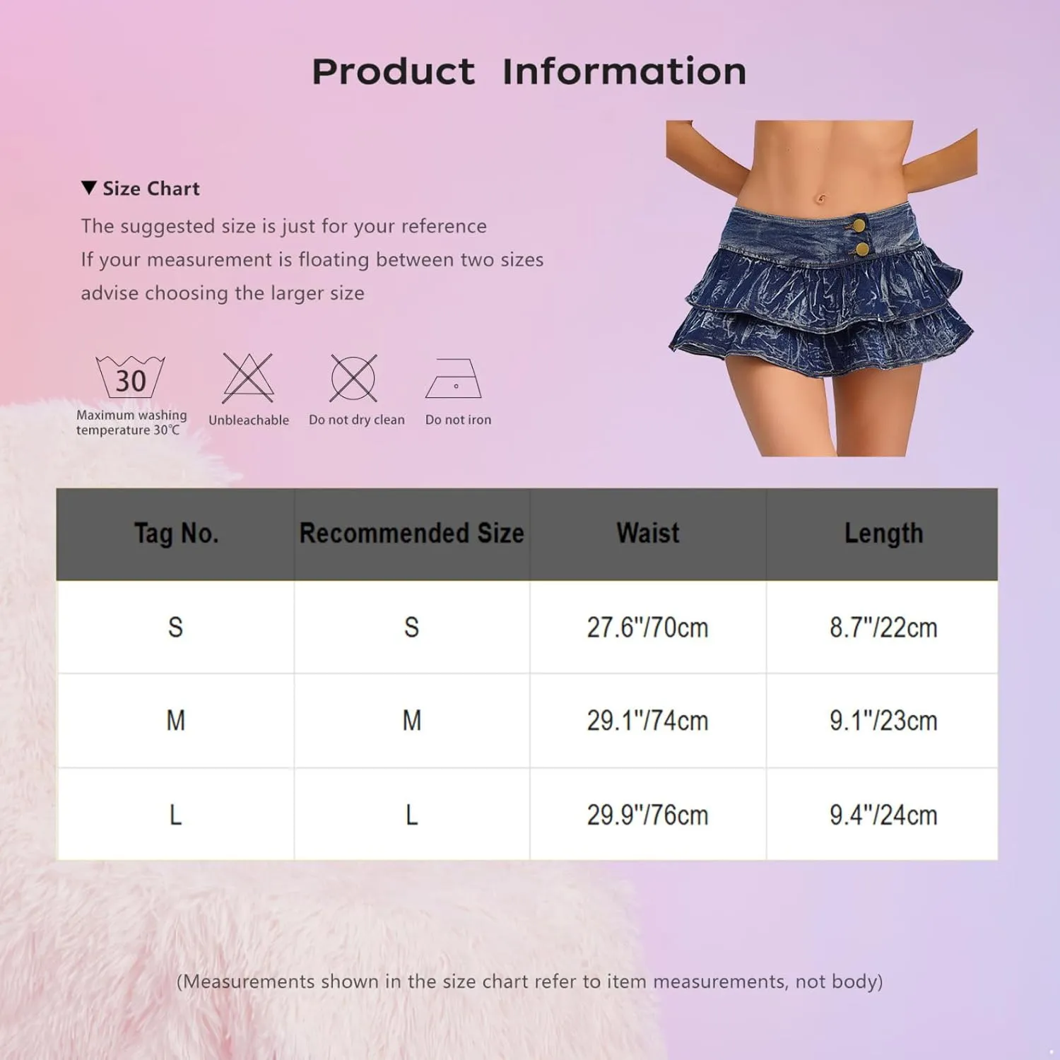 Linjinx Women's Y2K Low Waist Tiered Ruffle Skirt Loose Fit Party Club Rave Mini Denim Skirt Jean Skirt