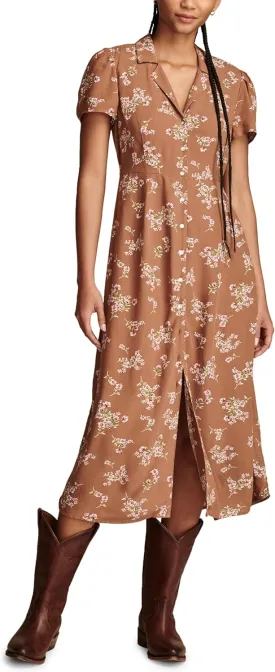 Lucky Brand Women's Collared Button Through Midi Dress