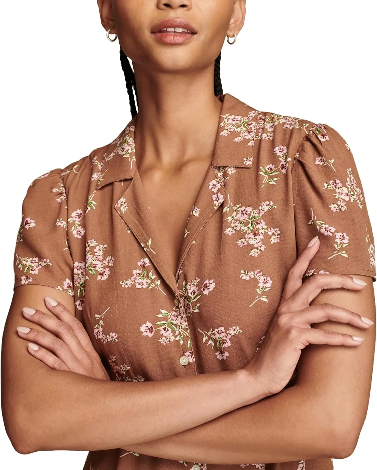 Lucky Brand Women's Collared Button Through Midi Dress