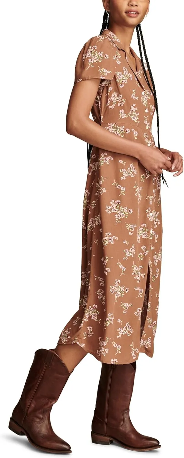 Lucky Brand Women's Collared Button Through Midi Dress