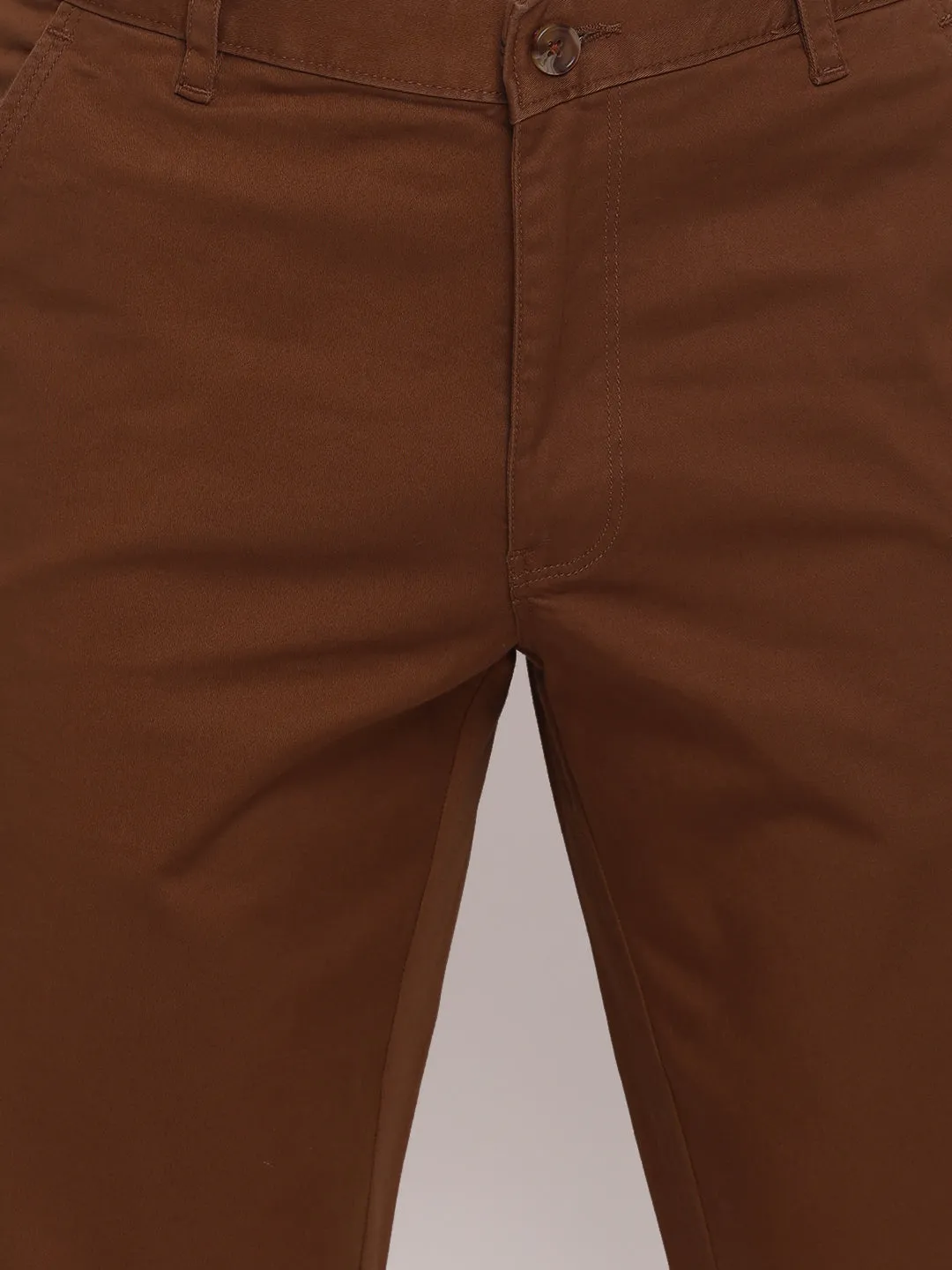 Men Brown Casual Slim Fit Trouser