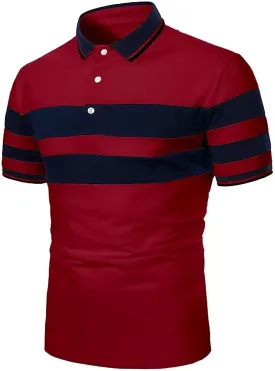 Men Polo Shirt with Pocket Short Sleeve Button Collared Polos Shirt Classic Slim Fit Sport Vacation T-Shirts Pullover