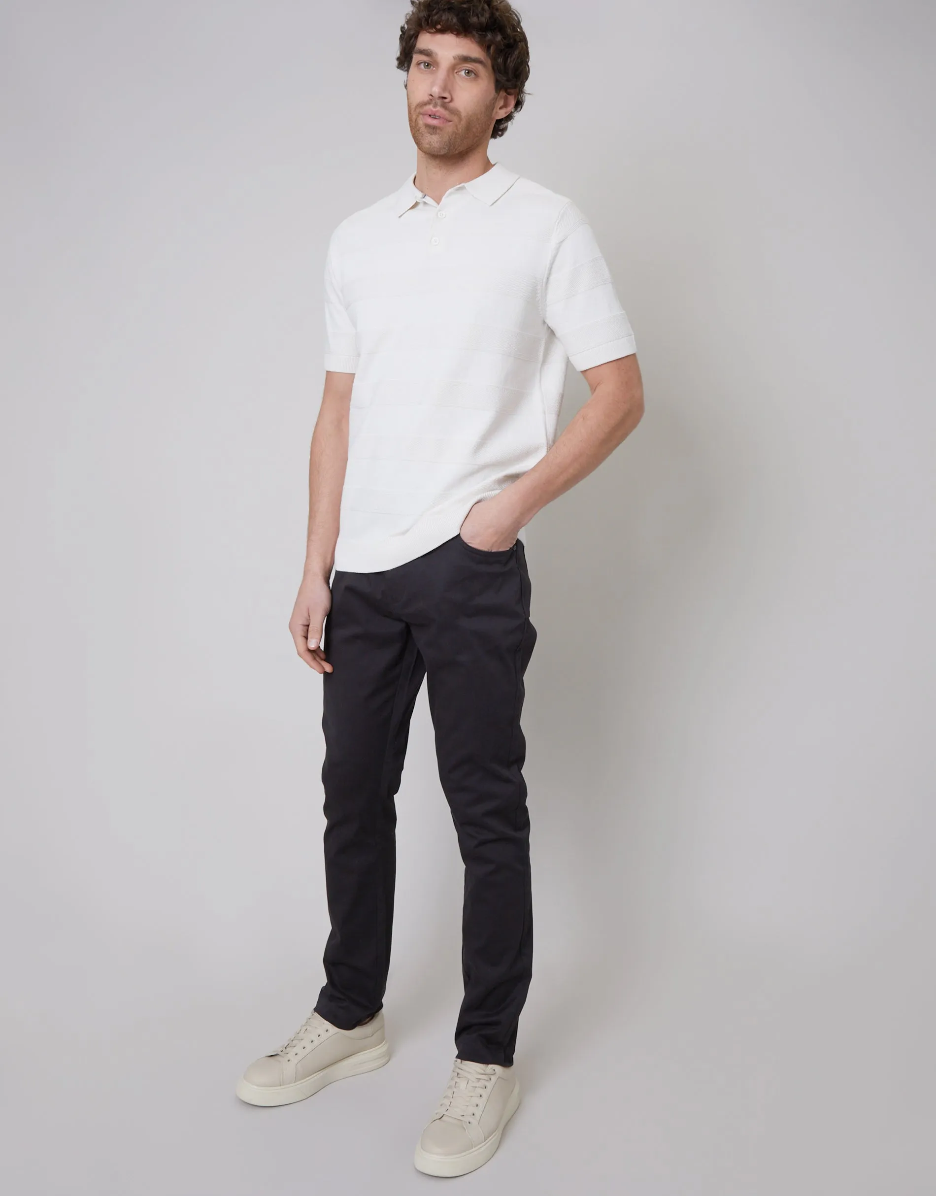 Men's Black Slim Fit 5 Pocket Chino Trousers