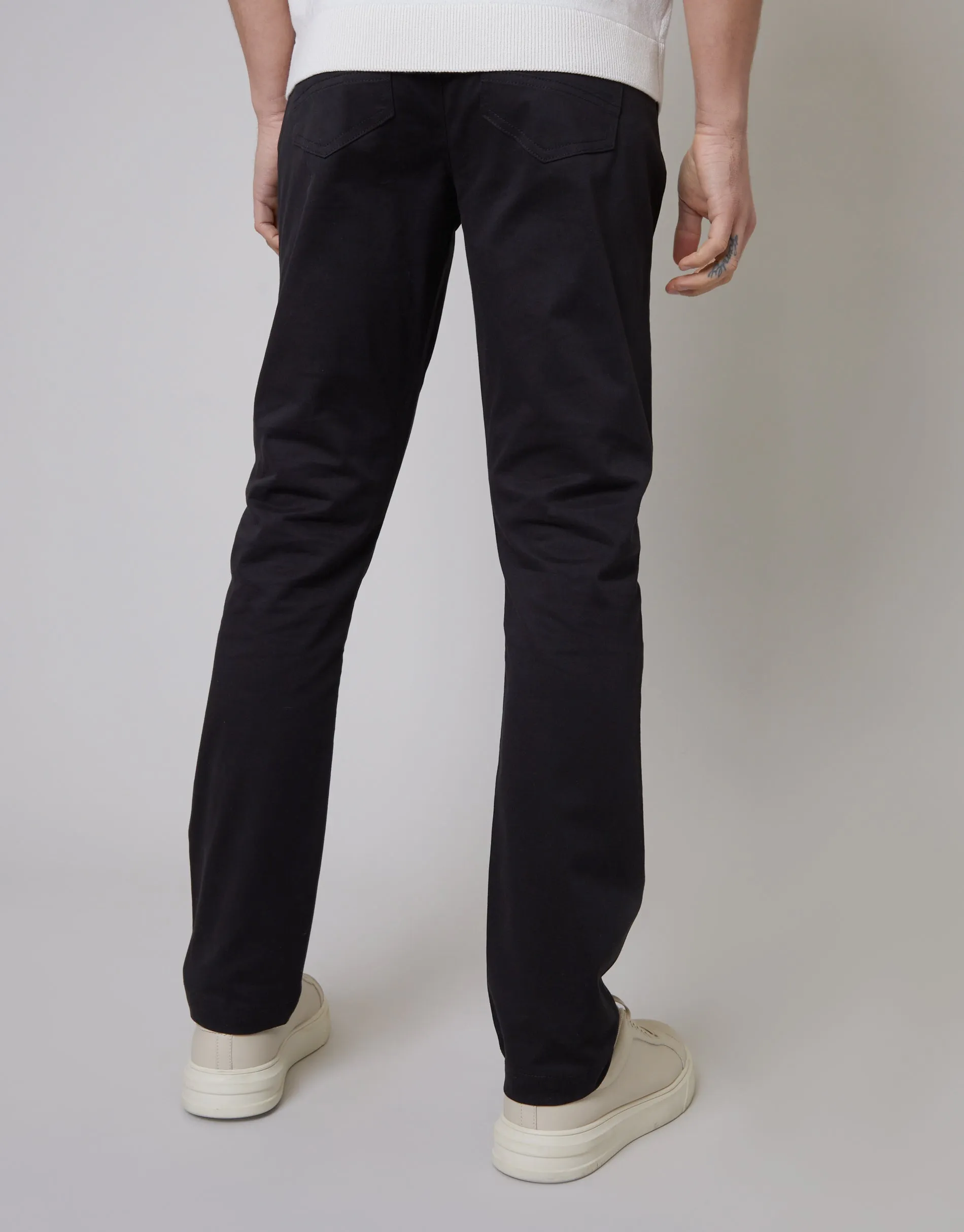 Men's Black Slim Fit 5 Pocket Chino Trousers