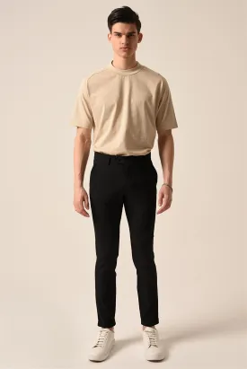 Men's Black Slim Fit Accessory Trousers - Wessi