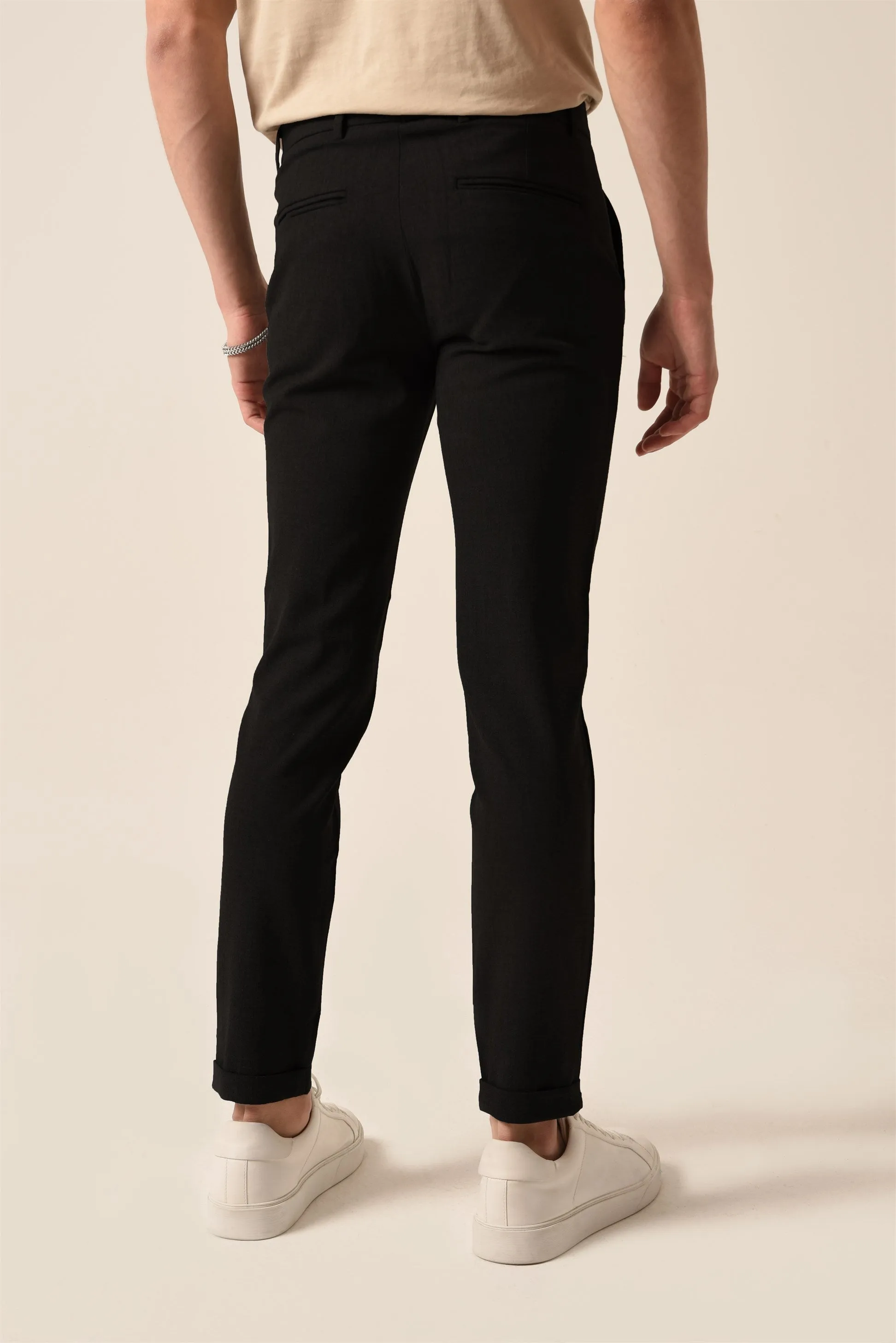 Men's Black Slim Fit Accessory Trousers - Wessi